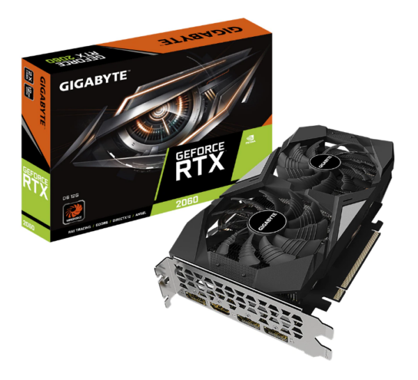 PLACA VIDEO GIGABYTE „GeForce RTX 2060 D6”, 12 GB GDDR6 192 biti, PCI Express 3.0 x 16, HDMI DisplayPort x 3, sistem racire aer, „GV-N2060D6-12GD”