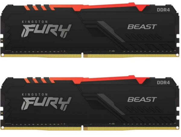 Memorie DDR Kingston FURY Beast DDR4 64 GB, frecventa 3600 MHz, 32 GB x 2 module, radiator, „KF436C18BBAK2/64”