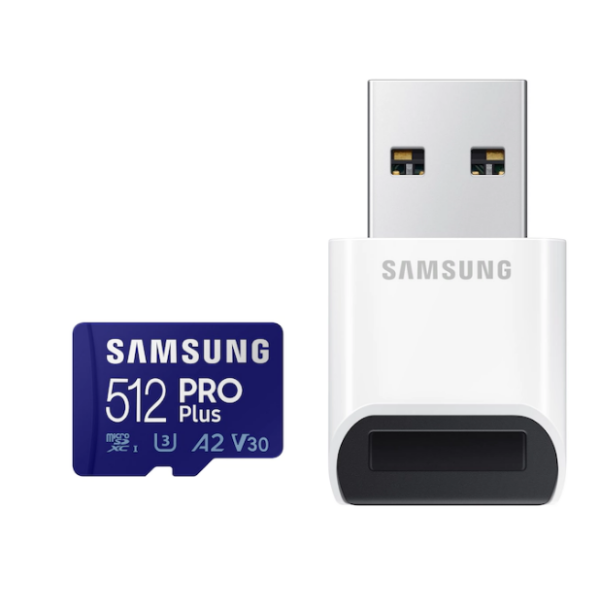 Card memorie Samsung PRO Plus + Cititor USB carduri micro-SDXC, MB-MD512KB/WW, 512GB „MB-MD512KB/WW” (timbru verde 0.03 lei)