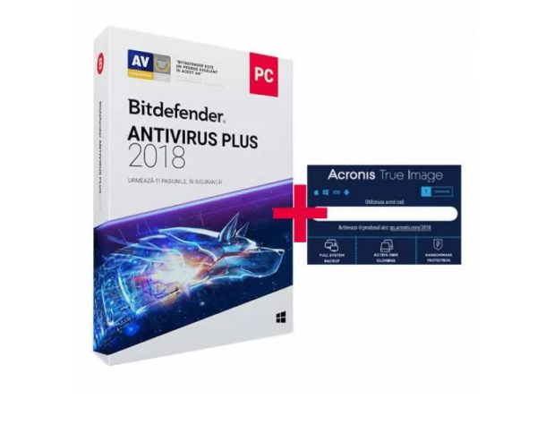 LICENTA Bitdefender Antivirus + Acronis True Image, 1 utilizator, 1 an pt. PC, retail „WB1101TIHOL1”