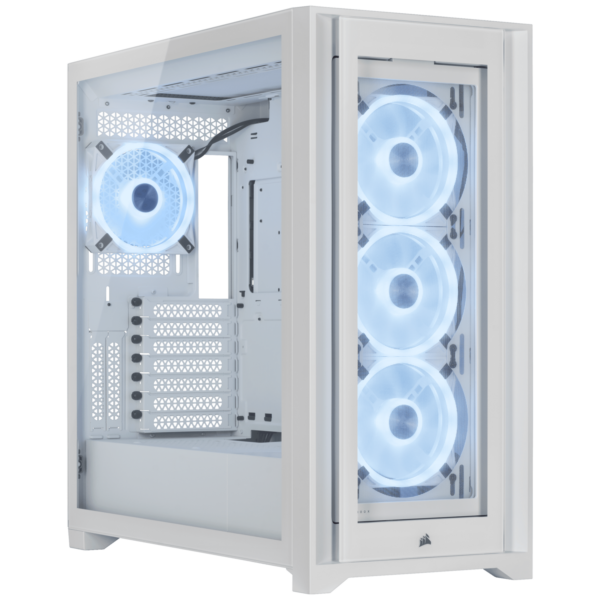 CARCASA CORSAIR Middle Tower, ATX, „iCUE 5000X RGB”, fara sursa, sticla securizata, fan x 4, USB 3.0 x 2, USB 3.1 Type-C x 1, Jack 3.5 mm x 1, mesh pt. filtrare praf, alb, „CC-9011233-WW” (timbru verde 0.32 lei)