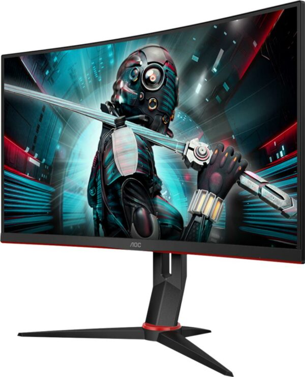 MONITOR AOC – gaming 27 inch, Gaming, VA, WQHD (2560 x 1440), wide, 250 cd/mp, 1 ms, HDMI x 2 | Display Port, „CQ27G2U/BK” (timbru verde 7 lei)