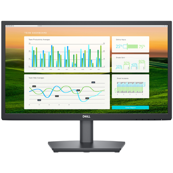 Monitor LED Dell E2222HS, 21.45″, FHD 1920×1080 VA AG 16:9 60Hz, 250 cd/m2, 3000:1, 178/178, 5ms GtG, Flicker Free, 1xHDMI, 1xDP, 1xVGA, Height, Tilt adjustable, „E2222HS-05” (timbru verde 7 lei)