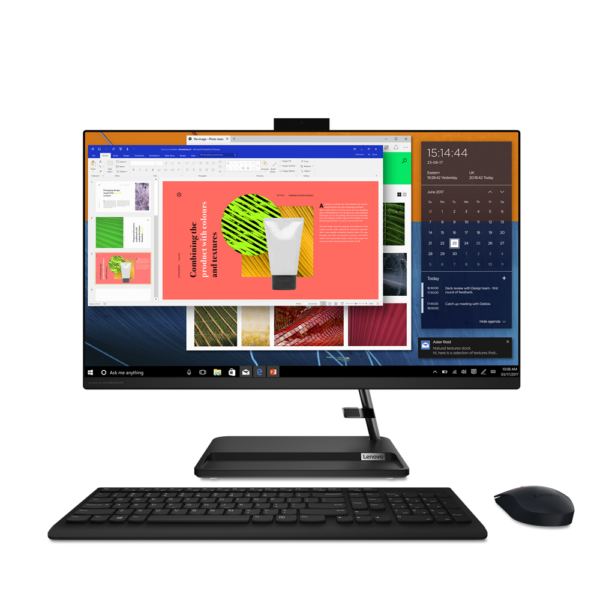 DESKTOP LENOVO, „IdeaCentre 3” All-in-one, 27 inch, CPU Ryzen 7 5700U, AMD Radeon Graphics, memorie 16 GB, SSD 512 GB, tastatura si mouse, FreeDos, „F0FY00AHRI” (timbru verde 10 lei)