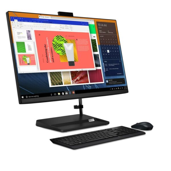 DESKTOP LENOVO, „IdeaCentre 3” All-in-one, 23.8 inch, CPU i5-1135G7, Intel Iris Xe Graphics, memorie 8 GB, SSD 512 GB, tastatura si mouse, FreeDos, „F0G000LNRI” (timbru verde 10 lei)