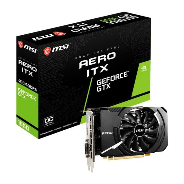 PLACA VIDEO MSI „GeForce GTX 1650 D6 AERO ITX OC”, 4 GB GDDR6 128 biti, PCI Express 3.0 x 16, HDMI DisplayPort DVI-D, sistem racire aer, „GTX1650 A D6 ITXOC”