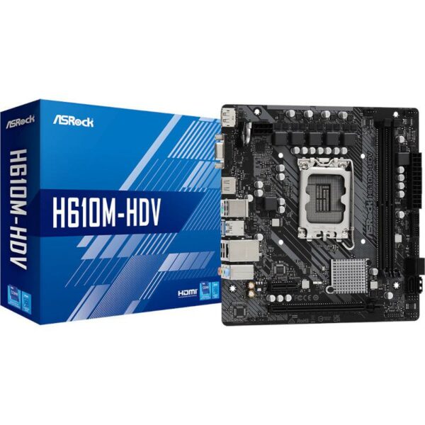 PLACA de BAZA Asrock „H610M-HDV”, skt LGA 1700, mini ITX, Intel H610, 2 x DDR4, max. 64 GB, 4 x SATA, nu x M.2, 7.1, „H610M-HDV”