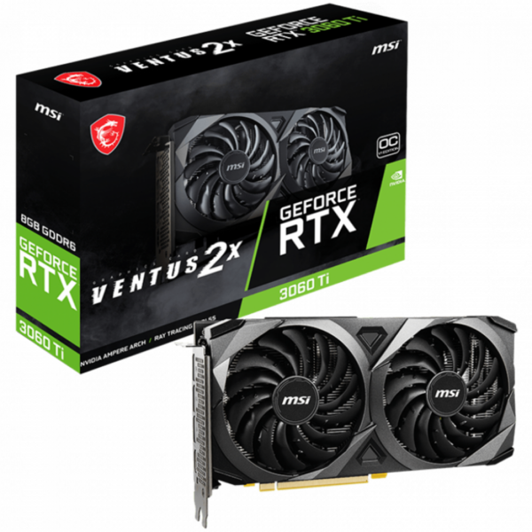 PLACA VIDEO MSI „GeForce RTX 3060 Ti VENTUS 2X 8G OCV1 LHR”, 8 GB GDDR5 256 biti, PCI Express 4.0 x 16, HDMI DisplayPort x 3, sistem racire aer, „RTX_3060_TI_VENTUS_2X_8G_OCV1_LHR”