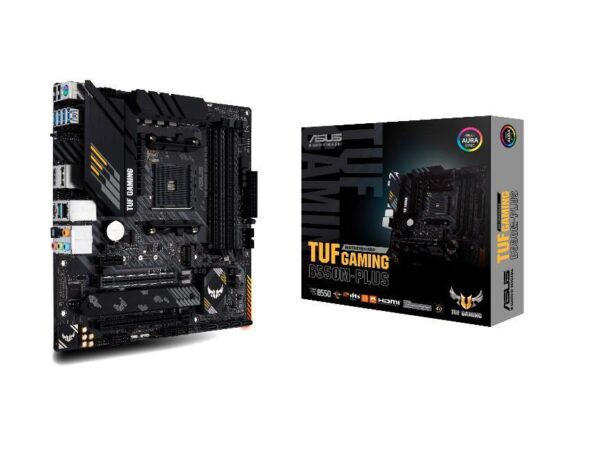 PLACA de BAZA Asus „TUF GAMING B550M-PLUS”, skt AM4, mATX, AMD B550, 4 x DDR4, max. 128 GB, 4 x SATA, 2 x M.2, 7.1, „TUF GAMING B550M-PLUS”