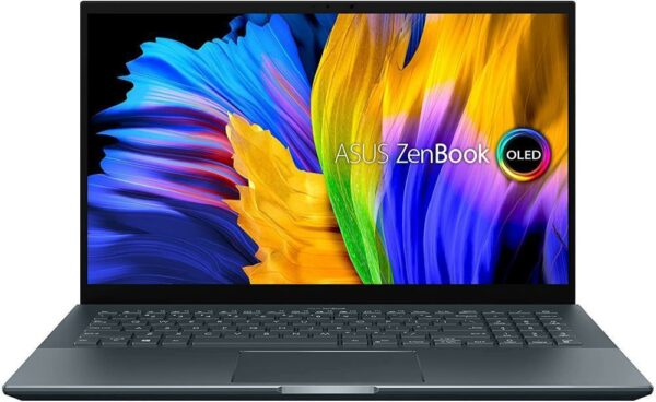 NOTEBOOK Asus, „Zenbook 15” 15.6 inch, Ryzen 9 5900HX, 16 GB DDR4, SSD 1 TB, nVidia GeForce RTX 3050 Ti, Windows 11 Home, „UM5500QE-KY271W” (timbru verde 4 lei)