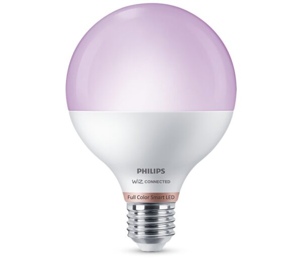 BEC smart LED Philips, soclu E27, putere 11 W, forma sferic, lumina multicolora, alimentare 220 – 240 V, „000008719514372504” (timbru verde 0.45 lei)