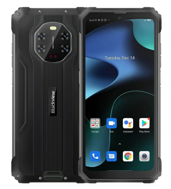 SMARTphone Blackview, „BV8800” ecran 6.58 inch, dual sim, rez. camera 20 Mpix, memorie interna 128 GB, 4G, Android, acumulator 8380 mAh, negru, „BV8800 BLACK” (timbru verde 0.55 lei)