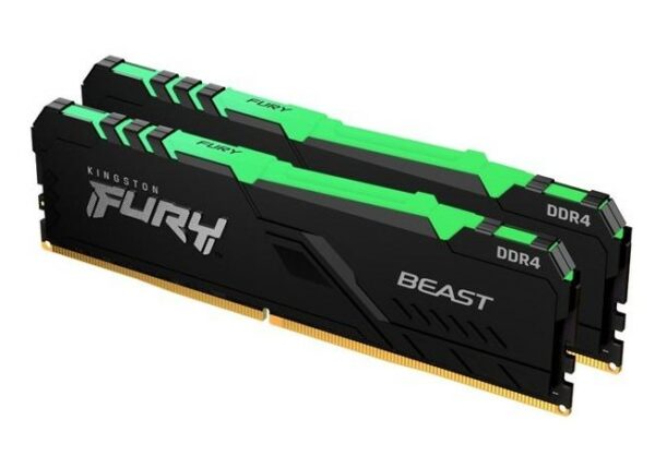 Memorie DDR Kingston – gaming FURY Beast DDR4 32 GB, frecventa 2666 MHz, 16 GB x 2 module, radiator, iluminare RGB, „KF426C16BBAK2/32”