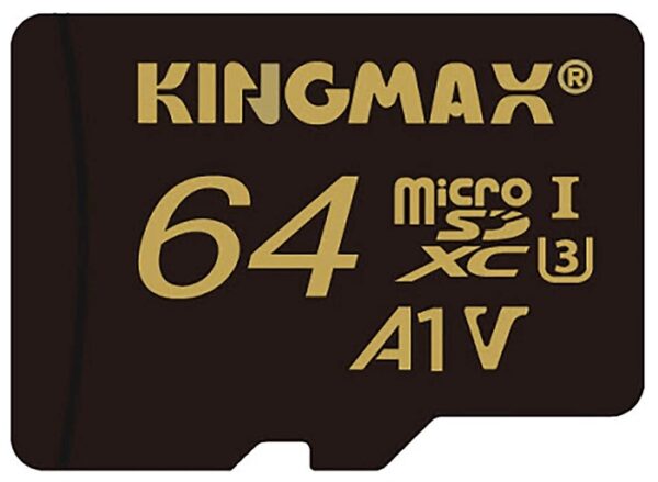 CARD MicroSD KINGMAX, 64 GB, MicroSDHC, clasa 10, standard UHS-I U3, „KM64GMCSDUHSPM1A” (timbru verde 0.03 lei)