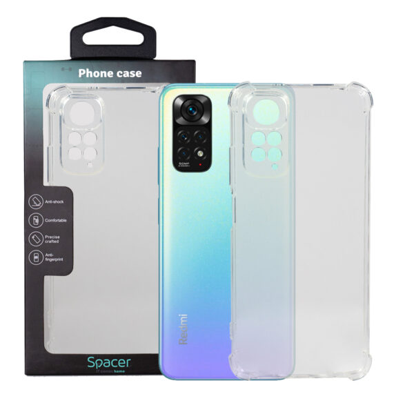 Husa Xiaomi Redmi Note 11 Spacer, transparenta, grosime 1.5mm, protectie suplimentara antisoc la colturi, material flexibil TPU „SPPC-XI-RM-N11-CLR”