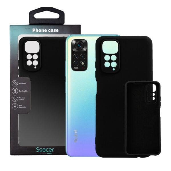 Husa Xiaomi Redmi Note 11 Spacer, negru, grosime 2mm, material flexibil silicon + interior cu microfibra „SPPC-XI-RM-N11-SLK”