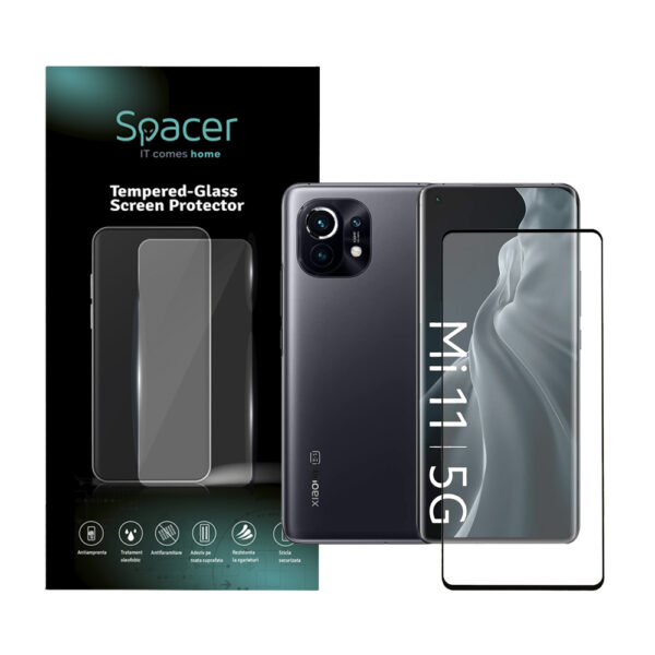 FOLIE STICLA Spacer pentru Xiaomi 11T, grosime 0.3mm, acoperire totala ecran, strat special anti-ulei si anti-amprenta, Tempered Glass, sticla 9D duritate 9H „SPPG-XI-MI-11T-TG”