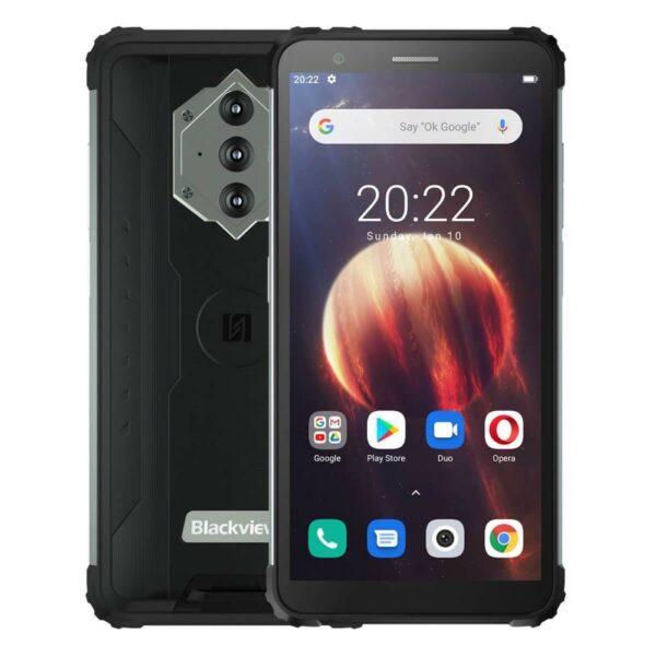 SMARTphone Blackview, „BV6600” ecran 5.70 inch, dual sim, rez. camera 16 Mpix, memorie interna 64 GB, 4G, Android, acumulator 8580 mAh, negru, „BV6600 BLACK” (timbru verde 0.55 lei)