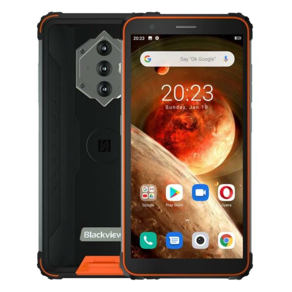SMARTphone Blackview, ” BV6600″ ecran 5.70 inch, dual sim, rez. camera 16 Mpix, memorie interna 64 GB, 4G, Android, acumulator 8580 mAh, portocaliu, „BV6600 ORANGE” (timbru verde 0.55 lei)