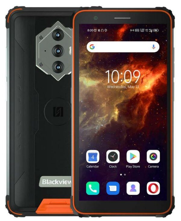 SMARTphone Blackview, „BV6600E” ecran 5.70 inch, dual sim, rez. camera 13 Mpix, memorie interna 32 GB, 4G, Android, acumulator 8580 mAh, portocaliu, „BV6600E ORANGE” (timbru verde 0.55 lei)