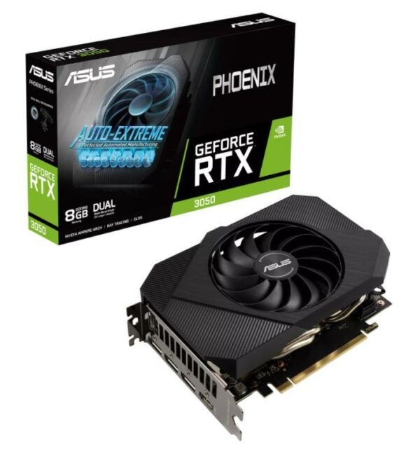 PLACA VIDEO ASUS „Phoenix GeForce RTX 3050”, 8 GB GDDR6 128 biti, PCI Express 4.0 x 16, HDMI DisplayPort x 3, sistem racire aer, „PH-RTX3050-8G”