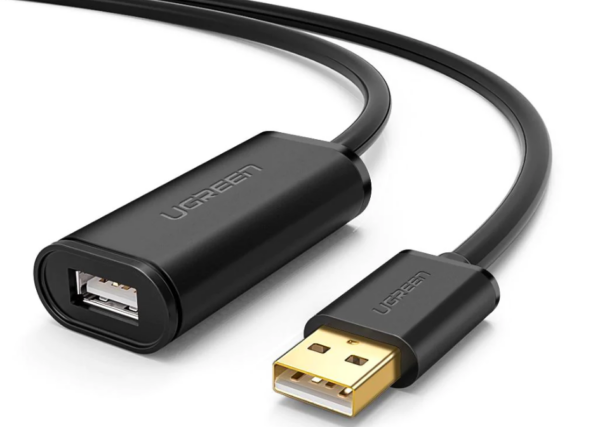 CABLU USB Ugreen prelungitor, „US121” USB 2.0 (T) la USB 2.0 (M), conectori auriti, 10m, negru, „10321” (timbru verde 0.18 lei) – 6957303813216