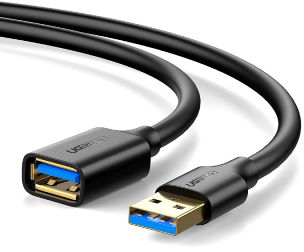 CABLU USB Ugreen prelungitor, „US129” USB 3.0 (T) la USB 3.0 (M), conectori auriti, 2m, negru, „10373” (timbru verde 0.18 lei) – 6957303813735