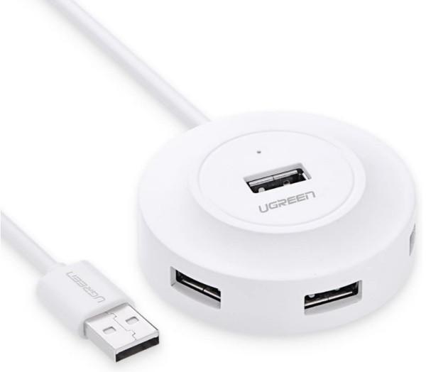 HUB extern Ugreen, „CR106” porturi USB: USB 2.0 x 4, conectare prin USB 2.0, LED, lungime 1m, alb, „20270” (timbru verde 0.8 lei) – 6957303822706
