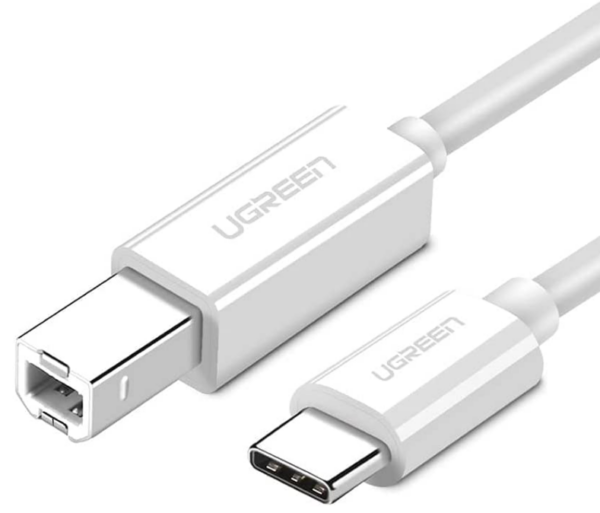 CABLU USB Ugreen pt. imprimanta, „US241” USB Type-C (T) la USB 2.0 Type-B (T), 1m, alb, „40560” (timbru verde 0.08 lei) – 6957303845606