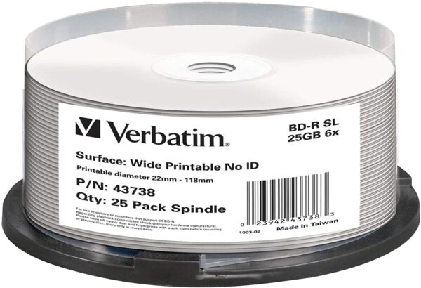 BD-R VERBATIM 25GB, Viteza 6X, 25PK SPINDLE, „43738”