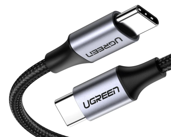 CABLU alimentare si date Ugreen, „US261”, Fast Charging Data Cable pt. smartphone, USB Type-C la USB Type-C 60W/3A, braided, 2m, negru/gri „50152” (timbru verde 0.08 lei) – 6957303851522