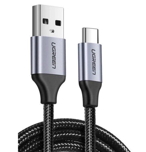 CABLU alimentare si date Ugreen, „US288”, Fast Charging Data Cable pt. smartphone, USB 2.0 la USB Type-C 5V/3A, braided, 0.5m, negru „60125” (timbru verde 0.08 lei) – 6957303861255