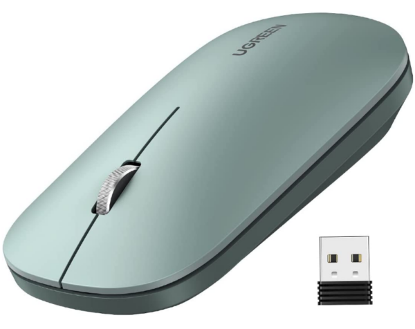 MOUSE Ugreen, „MU001” PC sau NB, wireless 2.4GHz, optic, 3/1 butoane/scroll, 4000 dpi, verde „90374” (timbru verde 0.18 lei) – 6957303893744