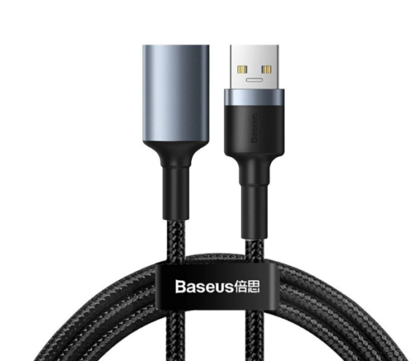 CABLU USB Baseus prelungitor, USB3.0(T) la USB3.0(M) 2A, brodat, 1m, gri „CADKLF-B0G” (timbru verde 0.08 lei) – 6953156214460