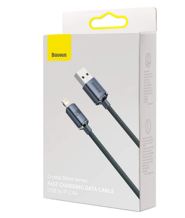 CABLU alimentare si date Baseus Crystal Shine, Fast Charging Data Cable pt. smartphone, USB la Lightning Iphone 2.4A, 2m, negru „CAJY000101” (timbru verde 0.18 lei) – 6932172602710