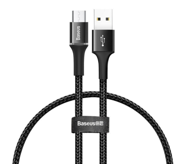 CABLU alimentare si date Baseus Halo, Fast Charging Data Cable pt. smartphone, USB la Micro-USB 3A, brodat, LED, 1m, negru „CAMGH-B01” (timbru verde 0.18 lei) – 6953156292642