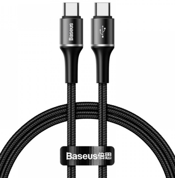 CABLU alimentare si date Baseus Halo, Fast Charging Data Cable pt. smartphone, USB Type-C la USB Type-C 60W(20V/3A), brodat, 1m, negru „CATGH-J01” (timbru verde 0.18 lei) – 6953156216266