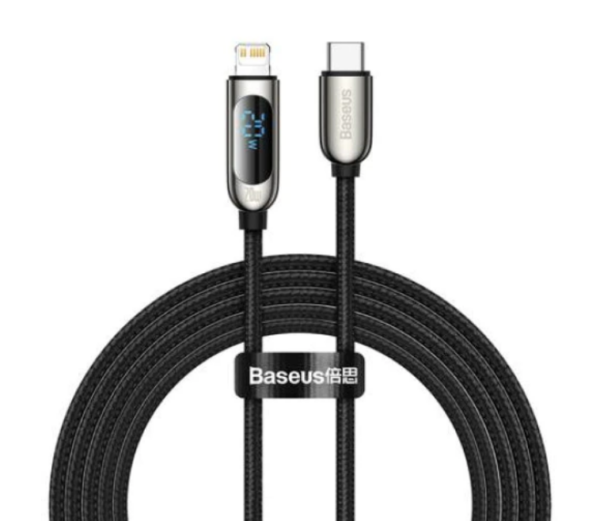 CABLU alimentare si date Baseus Display, Fast Charging Data Cable pt. smartphone, USB Type-C la Lighting iPhone 20W, braided, 1m, negru „CATLSK-01” (timbru verde 0.18 lei)