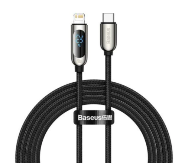 CABLU alimentare si date Baseus Display, Fast Charging Data Cable pt. smartphone, USB Type-C la Lighting iPhone 20W, braided, 2m, negru „CATLSK-A01” (timbru verde 0.18 lei)