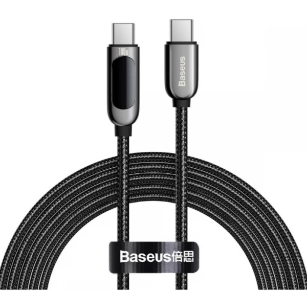 CABLU alimentare si date Baseus Display, Fast Charging Data Cable pt. smartphone, USB Type-C la USB Type-C 100W, braided, 2m, negru „CATSK-C01” (timbru verde 0.18 lei)