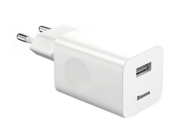 INCARCATOR retea Baseus, Quick Charge 3.0 24W, 1 x USB Output 3.6V-8V/3A, alb „CCALL-BX02” (timbru verde 0.18 lei) – 6953156272446