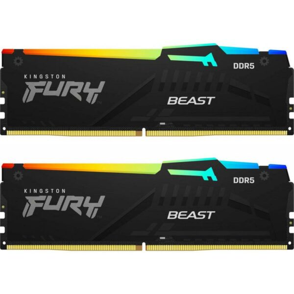 Memorie DDR Kingston – gaming DDR5 32GB frecventa 5600 Mhz, 16GB x 2 module, radiator, iluminare RGB, latenta CL38, „KF556C40BBAK2-32”