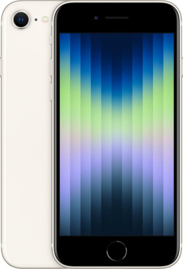 SMARTphone Apple, „iPhone SE3 5G” ecran 4.7 inch, dual sim, rez. camera 12 Mpix, memorie interna 128 GB, 5G, iOS, alb, „MMXK3__/A” (timbru verde 0.55 lei)