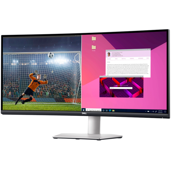 Monitor LED Dell S3423DWC Curved, 34″, WQHD 3440×1440, 21:9 100Hz, AG, 300 cd/m2, 3000:1, 178/178, 4ms, AMD FreeSync, 2xHDMI, USB 3.2, USB-C, Height, Tilt, „S3423DWC-05” (timbru verde 7 lei)