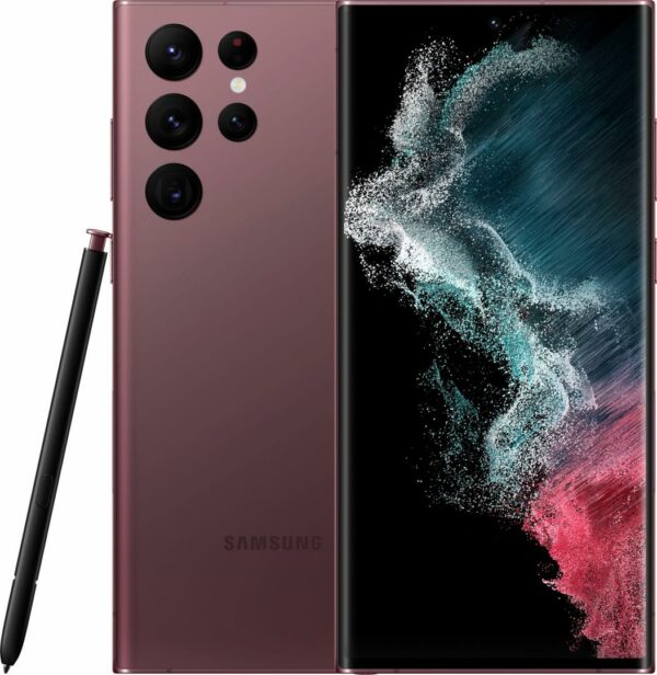 SMARTphone Samsung, „Galaxy S22 Ultra” ecran 6.8 inch, dual sim, rez. camera 10 Mpix, memorie interna 128 GB, 5G, Android, acumulator 3700 mAh, rosu, „SM-S908BDRD” (timbru verde 0.55 lei)