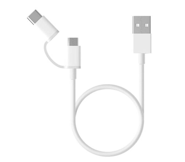 CABLU alimentare si date smartphone Xiaomi, Micro-USB (T) | USB Type-C (T) la USB 2.0 (T), cauciuc, lungime 0.3 m, alb, „15304” (timbru verde 0.08 lei)