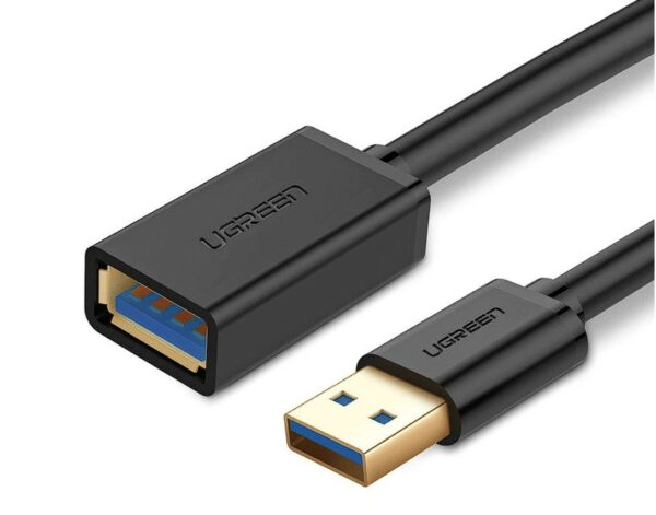 CABLU USB Ugreen prelungitor, „US129” USB 3.0 (T) la USB 3.0 (M), conectori auriti, 3m, negru, „30127” (timbru verde 0.18 lei) – 6957303831272
