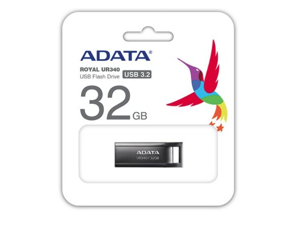 MEMORIE USB 3.2 ADATA UR340 32GB BLACK METALIC, „AROY-UR340-32GBK” (timbru verde 0.03 lei)