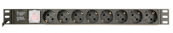 PDU GEMBIRD 1U pt. rack 19 inch, 8 prize Schuko, intrare IEC, max 10 A, on/off, 3 m, „EG-PDU-014-C14” (timbru verde 11 lei)