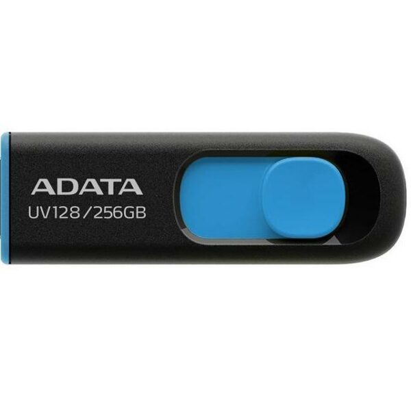 MEMORIE USB 3.2 ADATA 256GB, retractabila, carcasa plastic, negru / albastru, „AUV128-256G-RBE” (timbru verde 0.03 lei)